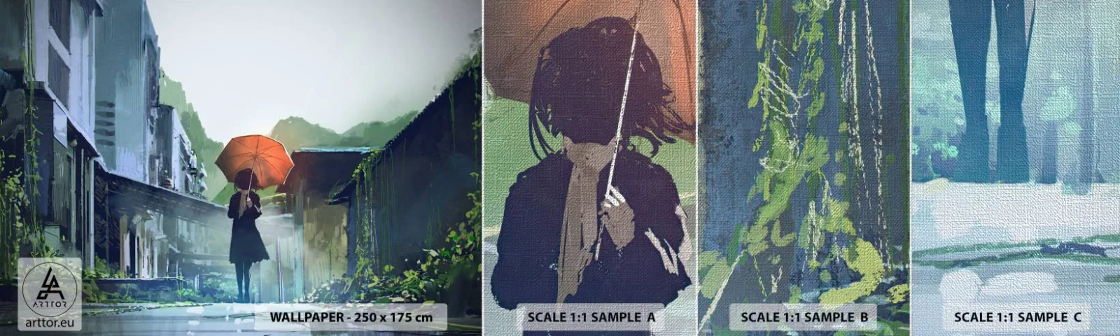 Fotobehang Monster Premium Canvas - Verkwikkende regen - Abstractie, Stad, Architectuur - 100x30 cm