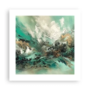 Poster - Emerald en zwarte branding - 40x40 cm