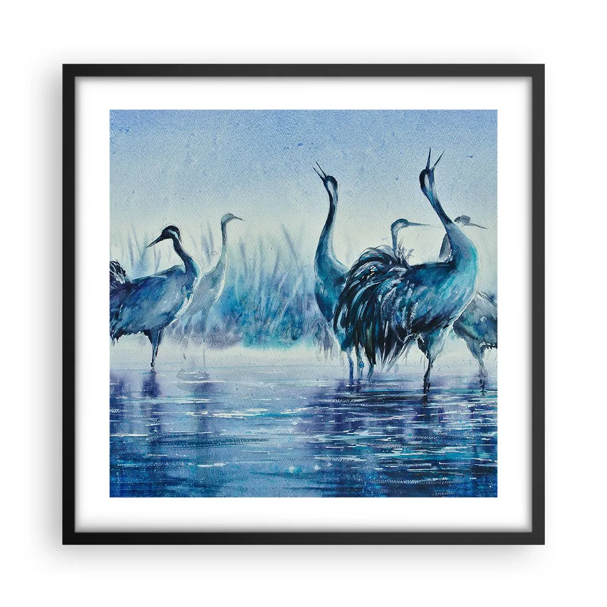 Poster in een zwarte lijst - Ochtendvergadering - 50x50 cm