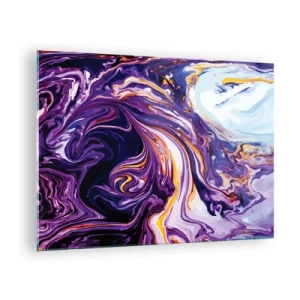 Schilderen op glas - Abstract patroon in tinten paars en wit met dynamische lijnen - 70x50cm - De vouw is paars geworden - Moderne wanddecoratie voor woonkamer en slaapkamer ARTTOR