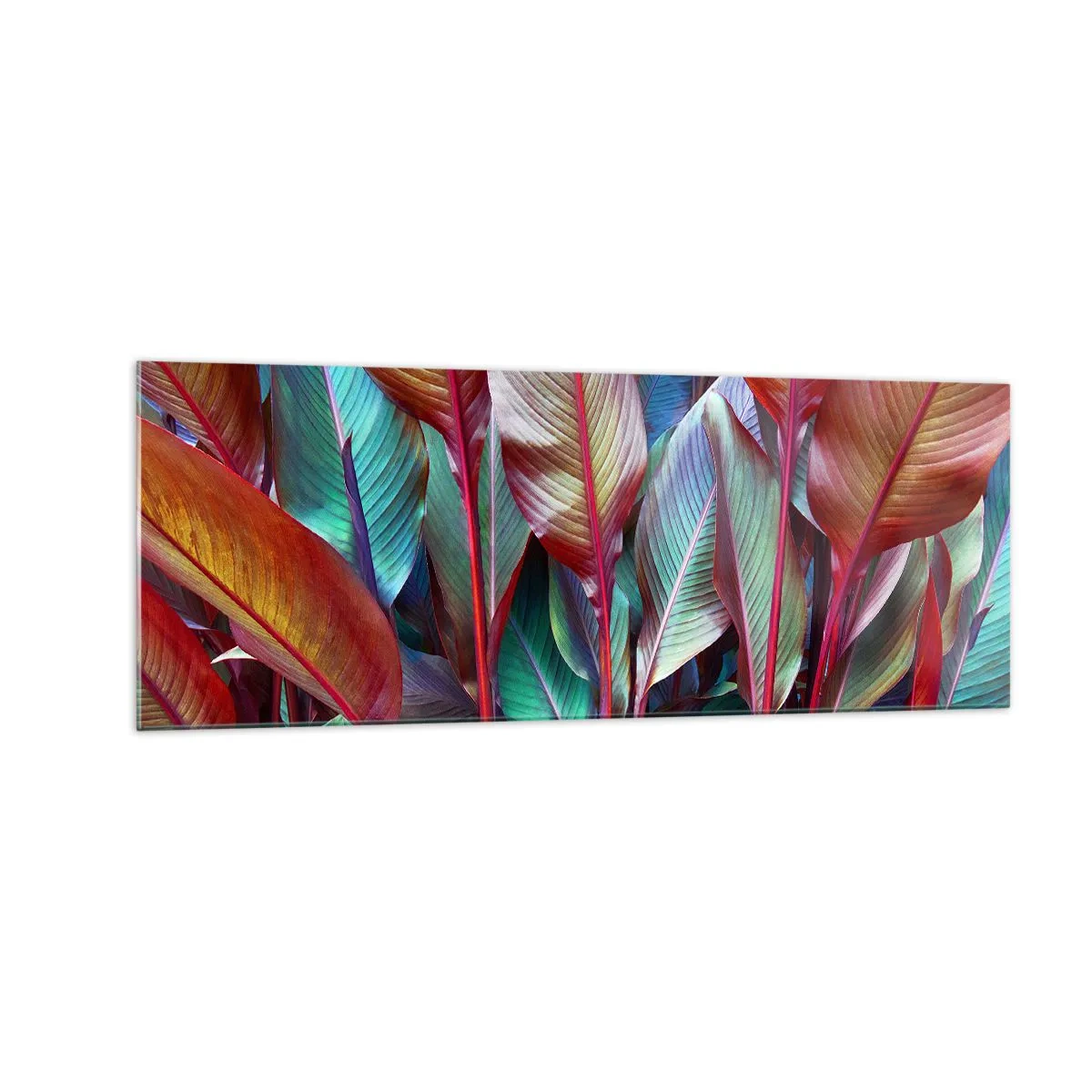 Schilderen op glas - Een kleurrijk struikgewas - 140x50 cm