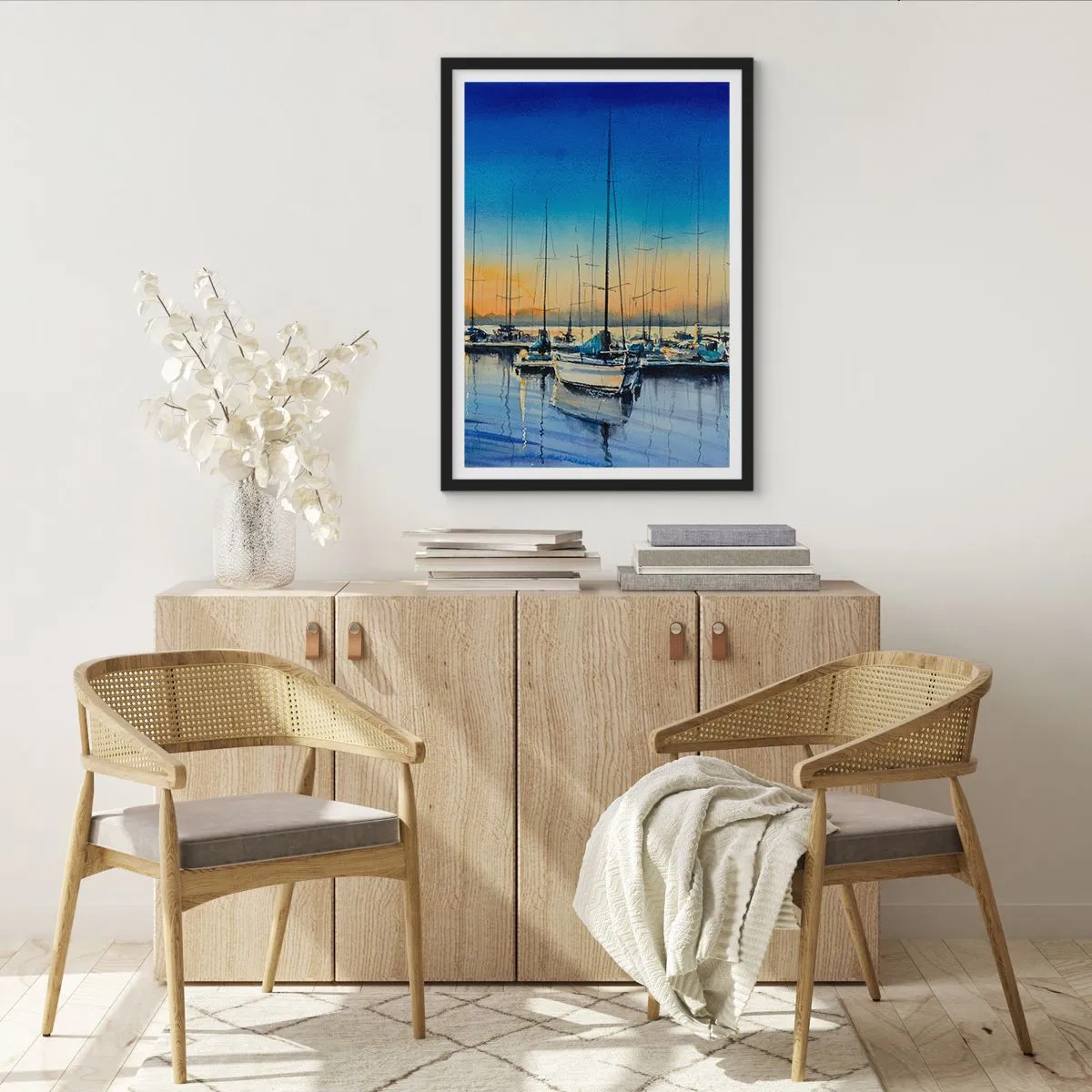 Poster in een zwarte lijst - Einde van een goede dag - 30x40 cm