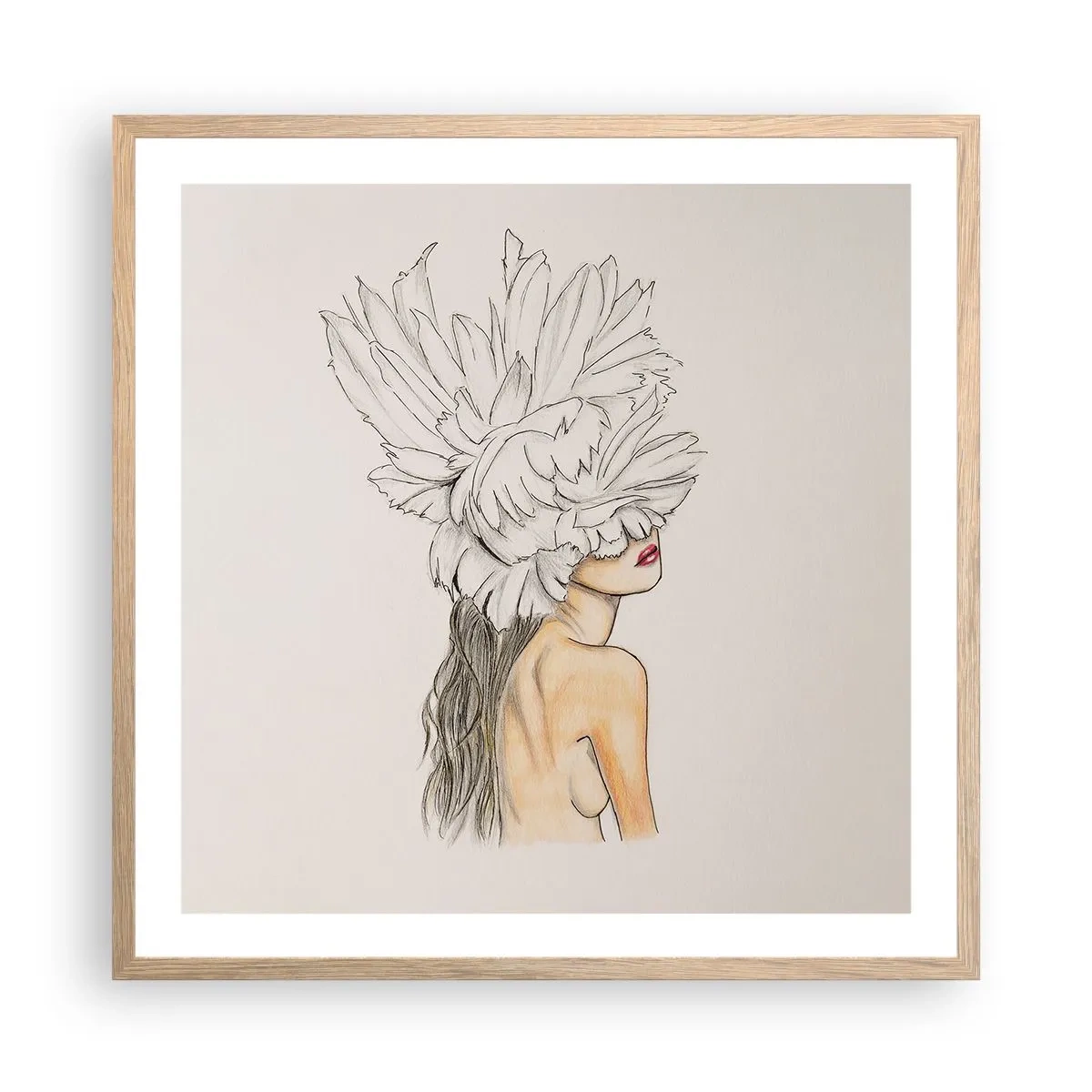 Een poster in een licht eiken lijst - gekroonde schoonheid - 60x60 cm