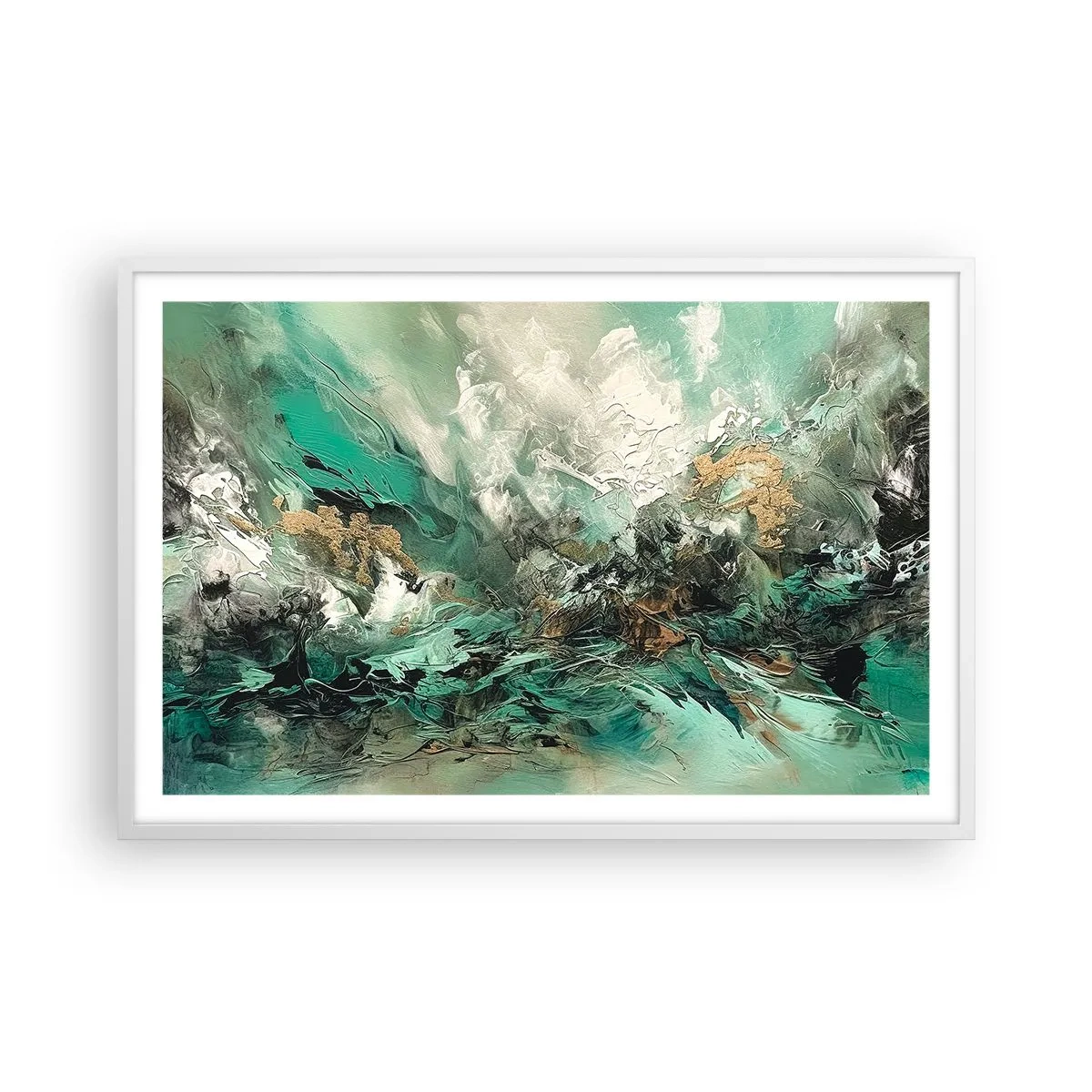 Poster in een witte lijst - Emerald en zwarte branding - 91x61 cm