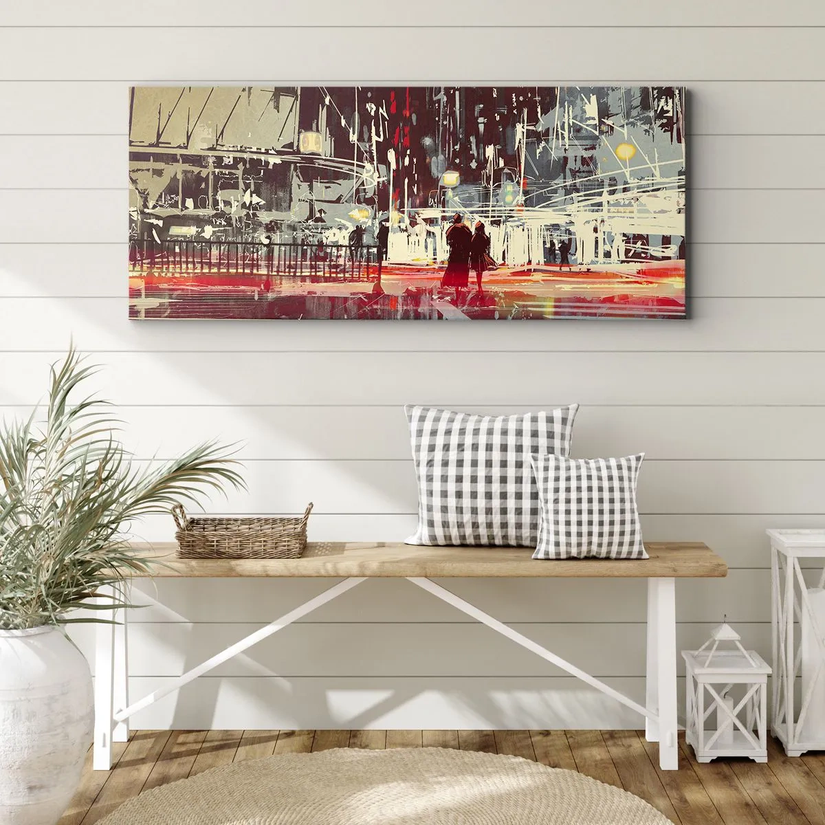 Schilderen op canvas - Een grote stadsoversteek - 100x40 cm