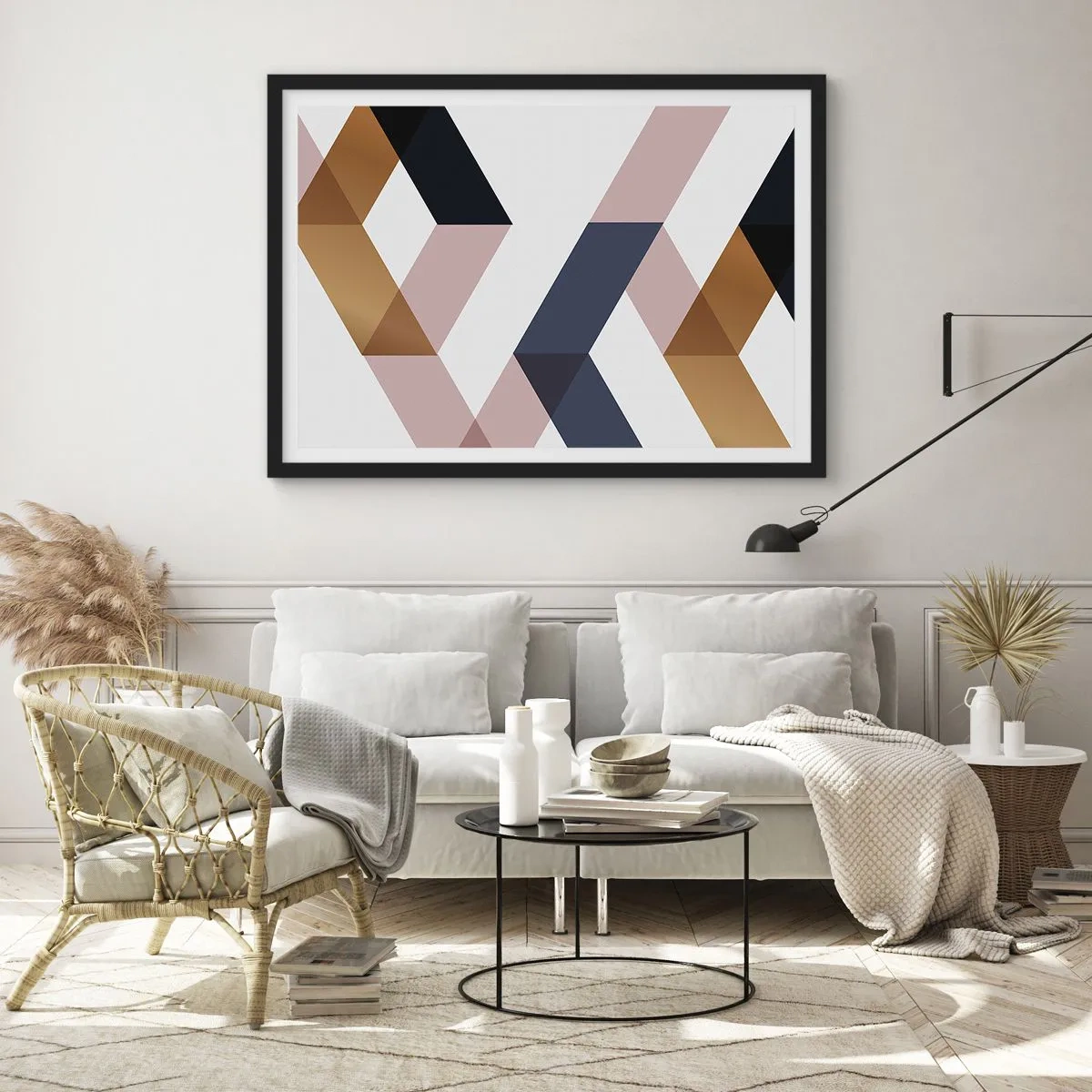 Poster in een zwarte lijst - Vlakken en hoeken - 40x30 cm