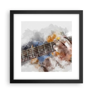 Poster in een zwarte lijst - Poëzie tussen de snaren - 30x30 cm