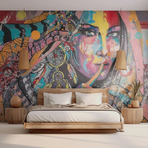 Zelfklevend Fotobehang Deluxe Sticker - Zwijg totdat je het begrijpt - Vrouw, Portret van een vrouw, Boho - 100x70 cm