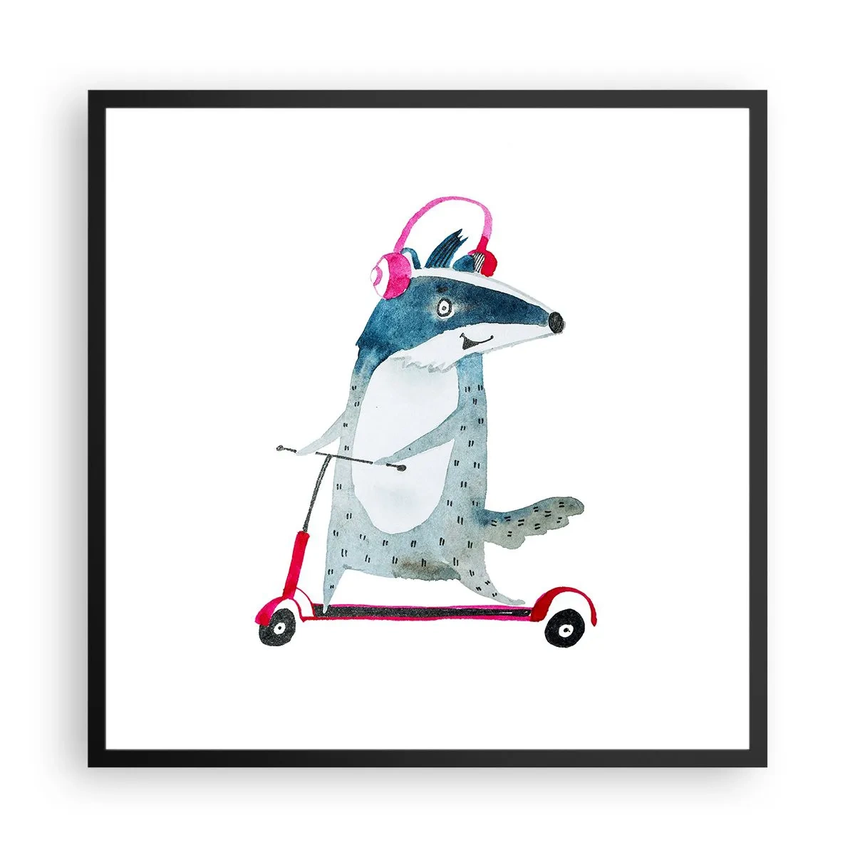 Poster in een zwarte lijst - Badger vreugde - 60x60 cm