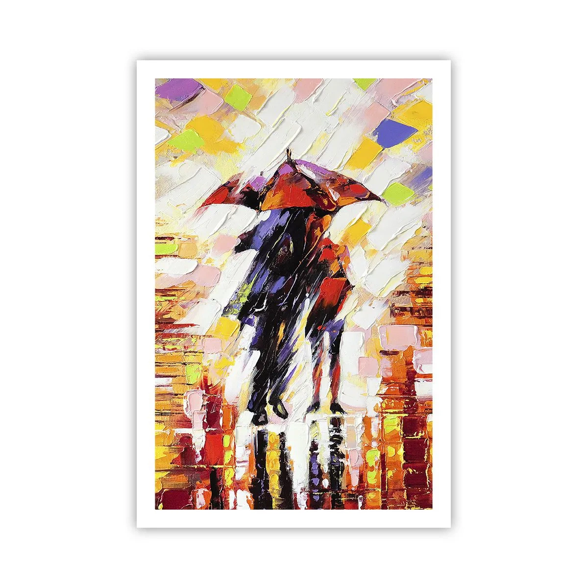 Poster - Samen door de nacht en regen - 61x91 cm