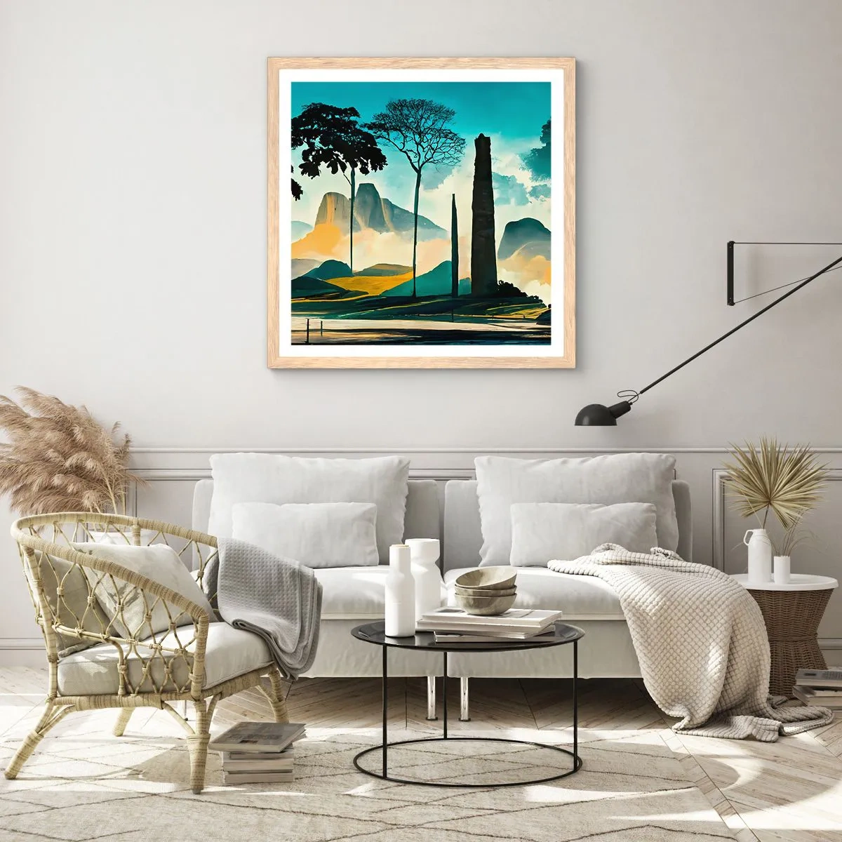 Een poster in een licht eiken lijst - Nog hoger en hoger - 60x60 cm