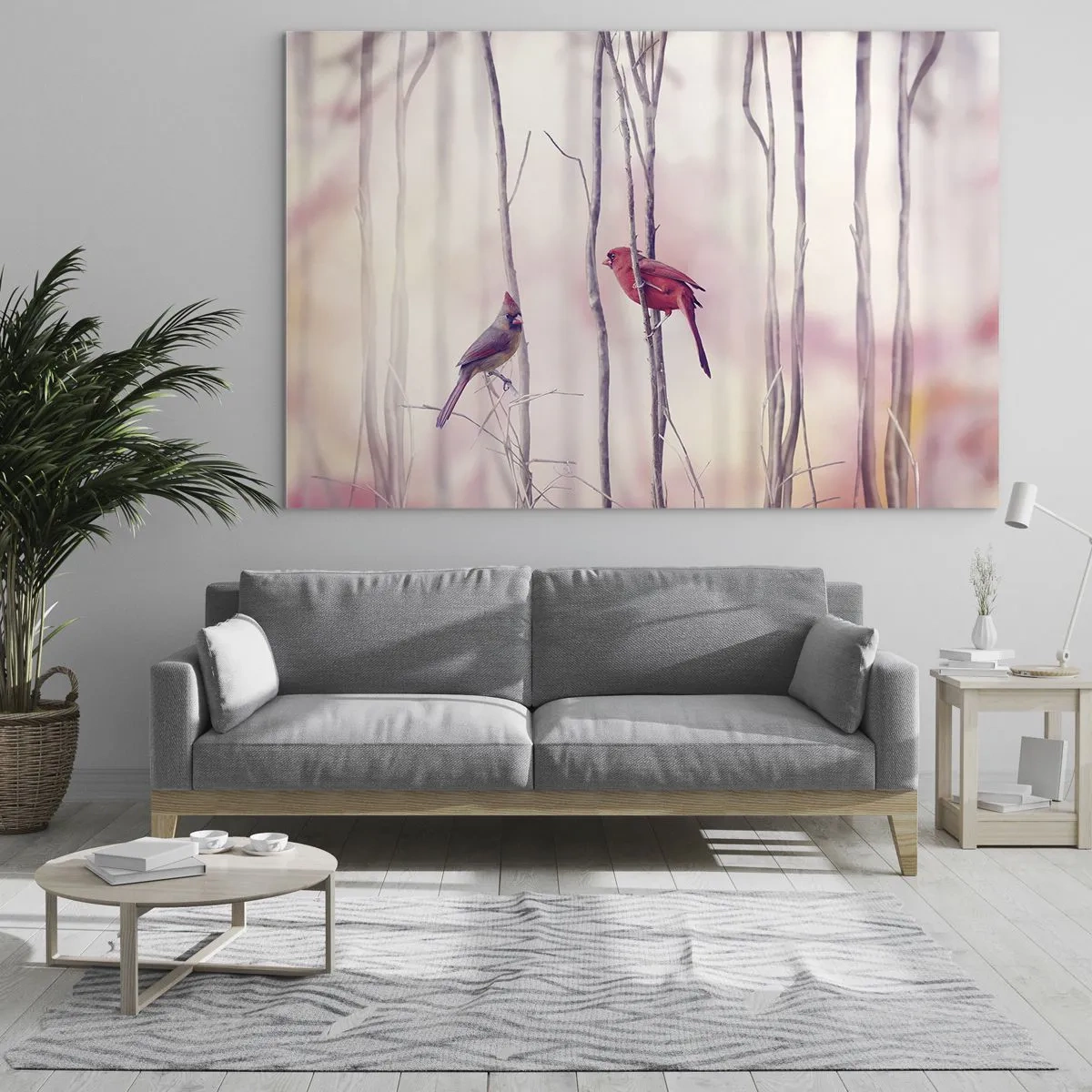 Schilderen op glas - Verhaal van het roze woud - 120x80 cm