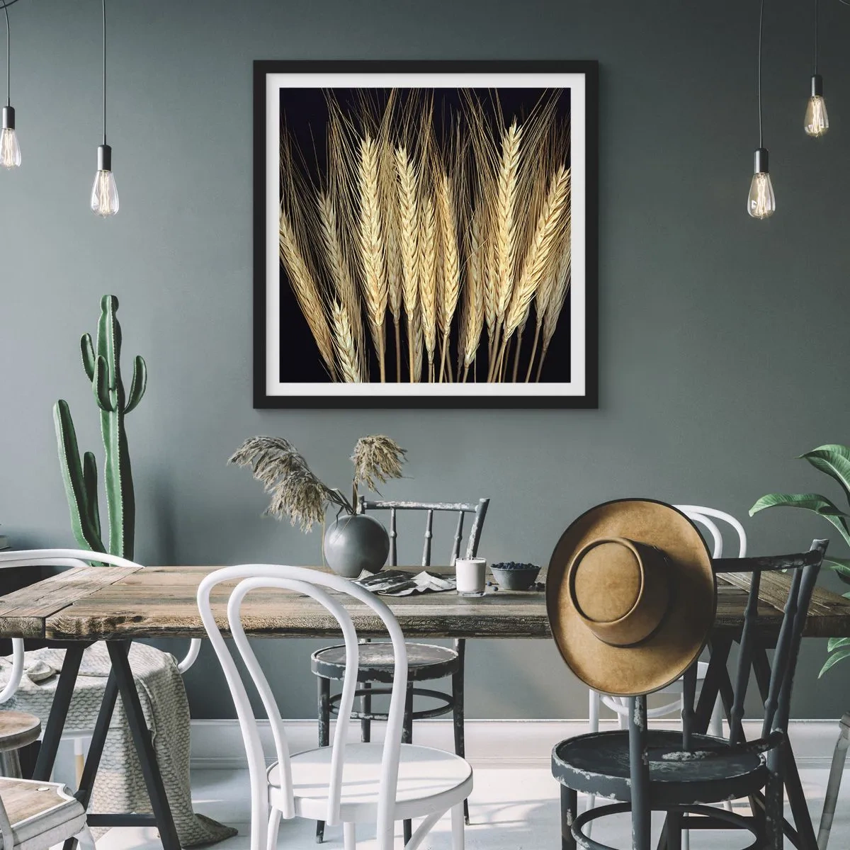 Poster in een zwarte lijst - Rustieke magie - 60x60 cm