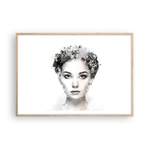 Een poster in een licht eiken lijst - Een uiterst stijlvol portret - 100x70 cm