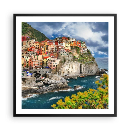 Poster in een zwarte lijst - Een groepje geklampt an de rots - 60x60 cm