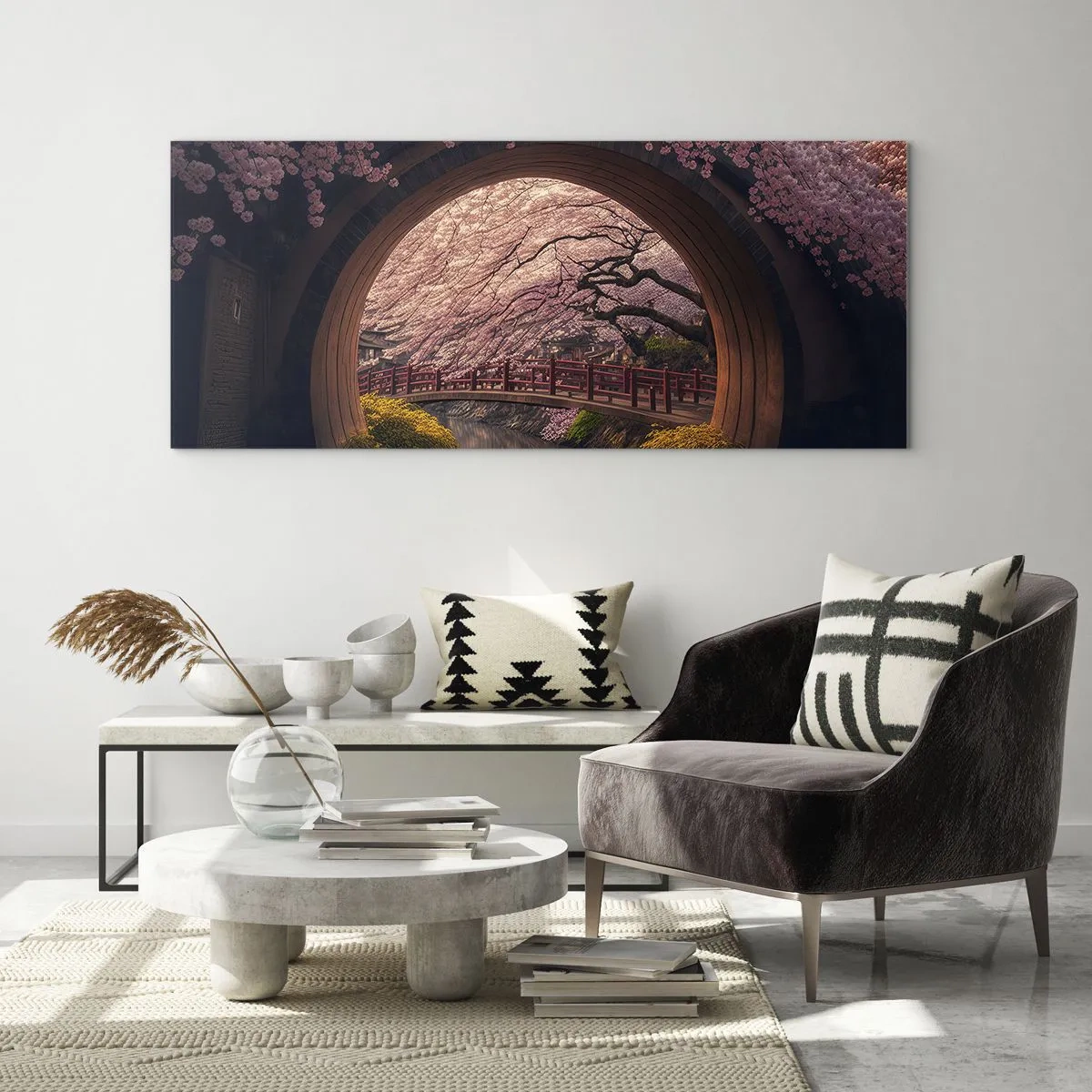 Schilderen op glas - Japanse lente - 140x50 cm