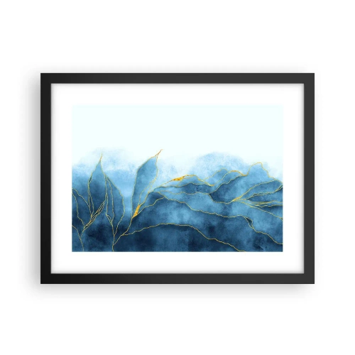 Poster in een zwarte lijst - Blauw in goud - 40x30 cm