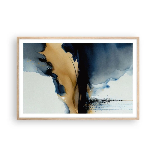 Een poster in een licht eiken lijst - Achter het gordijn - 91x61 cm