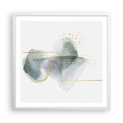 Poster in een witte lijst - Over de relatie tussen grijs en goud - 60x60 cm