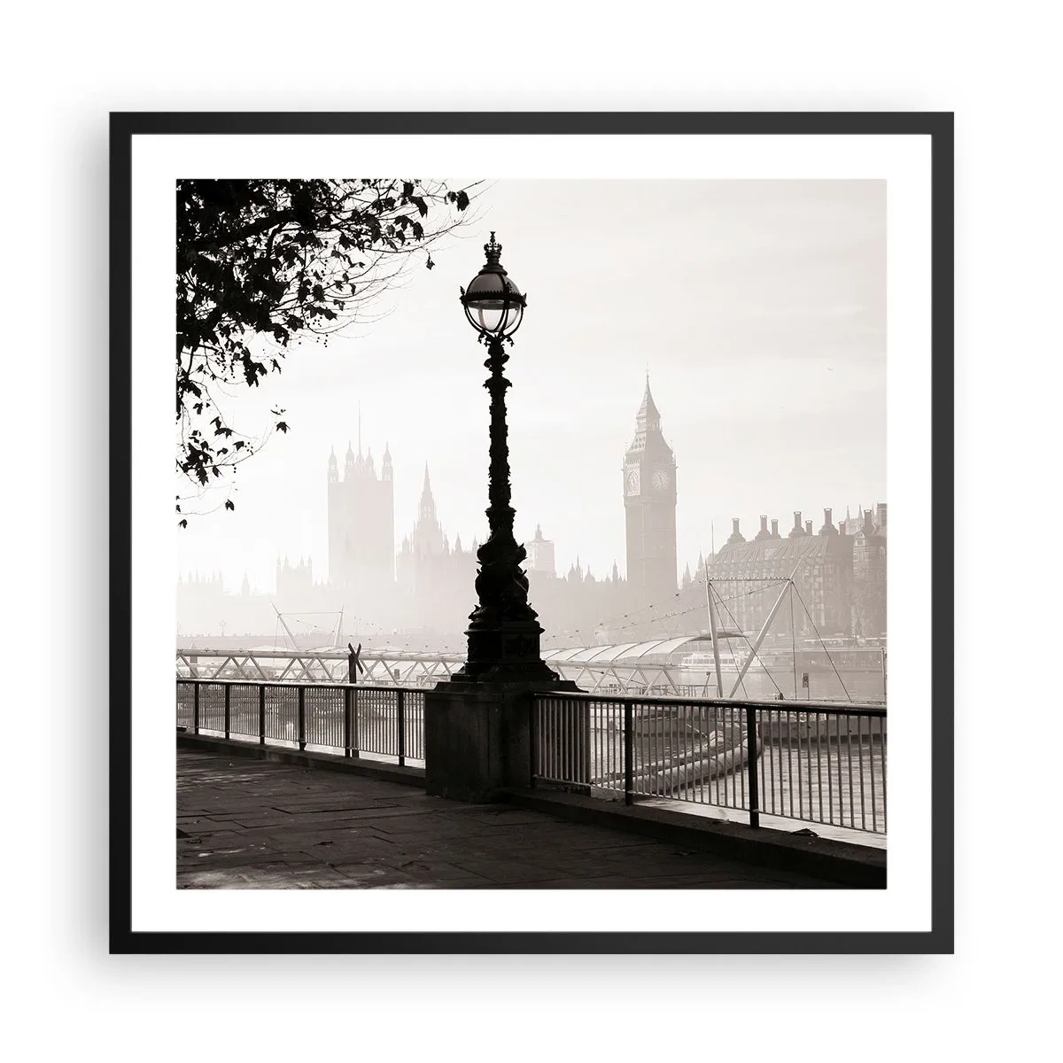 Poster in een zwarte lijst - Ochtend in Londen - 60x60 cm