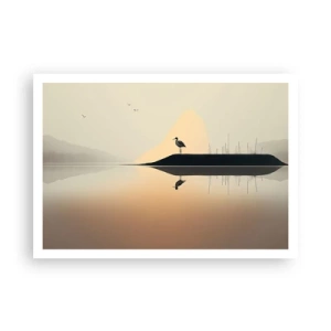 Poster - Heer op het meer - 100x70 cm
