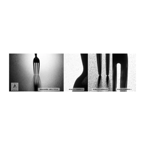 Fotobehang Staaltje Standard Eco - Licht en schaduw - Vork, Bestek, Keuken - 100x30 cm