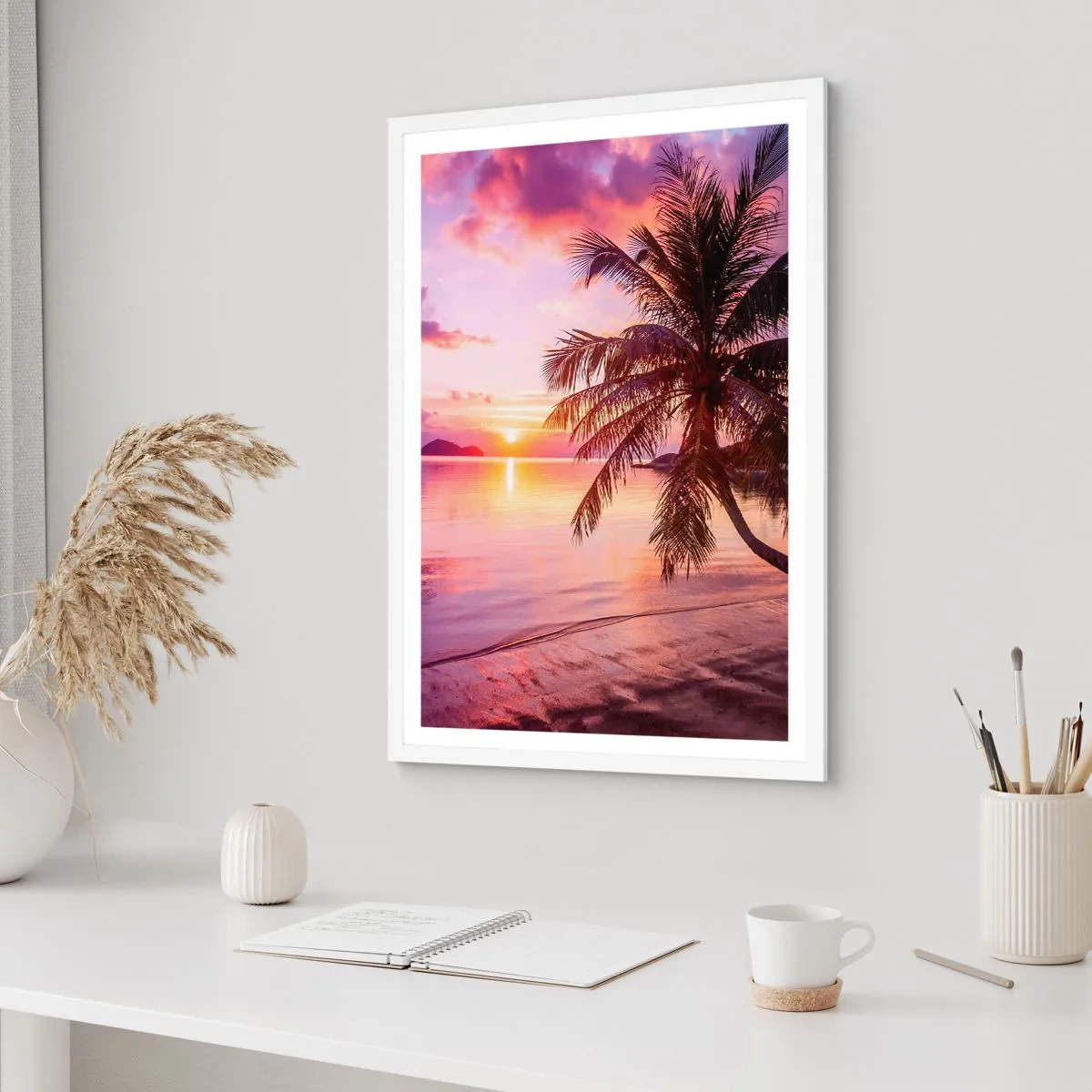 Poster in een witte lijst - Geluk tot aan de horizon - 61x91 cm