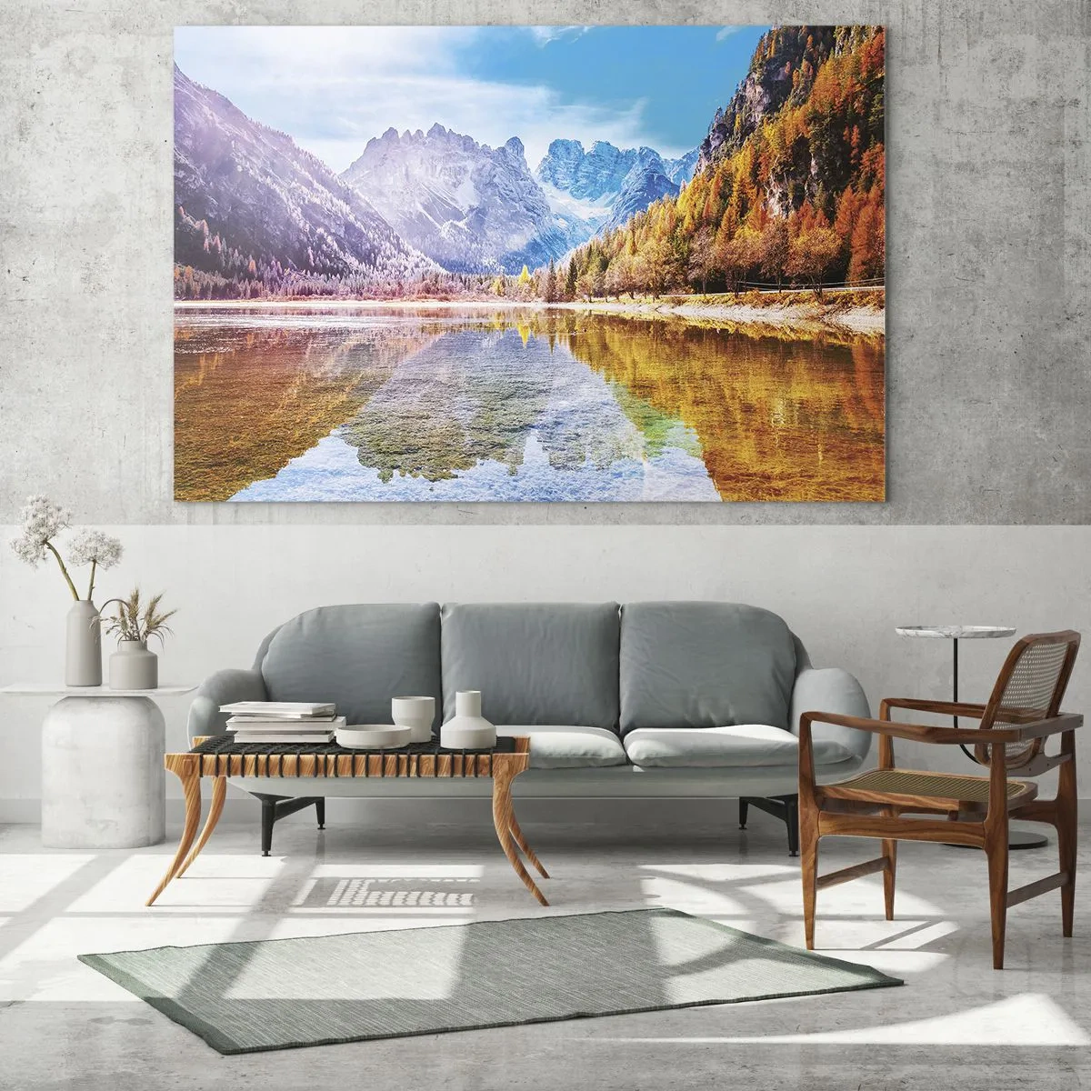 Schilderen op glas - En het is al herfst in de bergen - 100x40 cm