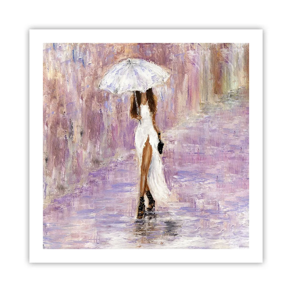 Poster - In de lila regen - 60x60 cm