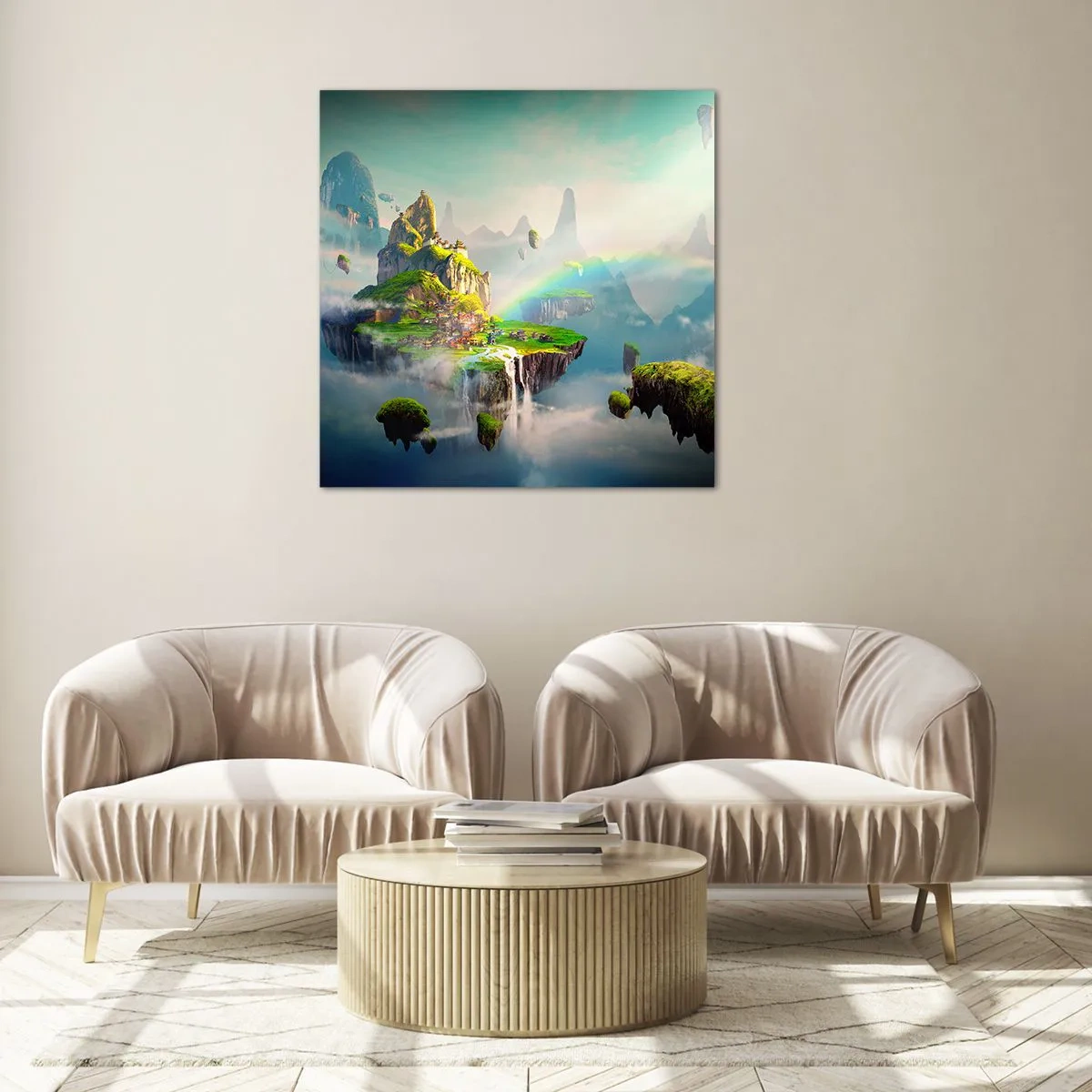 Schilderen op glas - Midden in de lucht - gelukkige eilanden - 40x40 cm