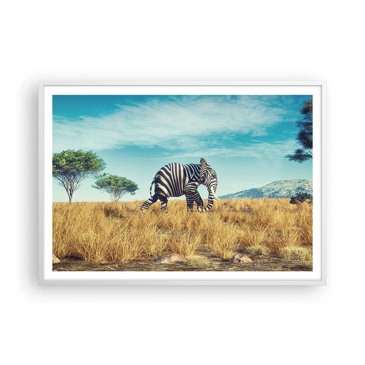 Poster in een witte lijst - Grijs is niet meer in de mode - 100x70 cm