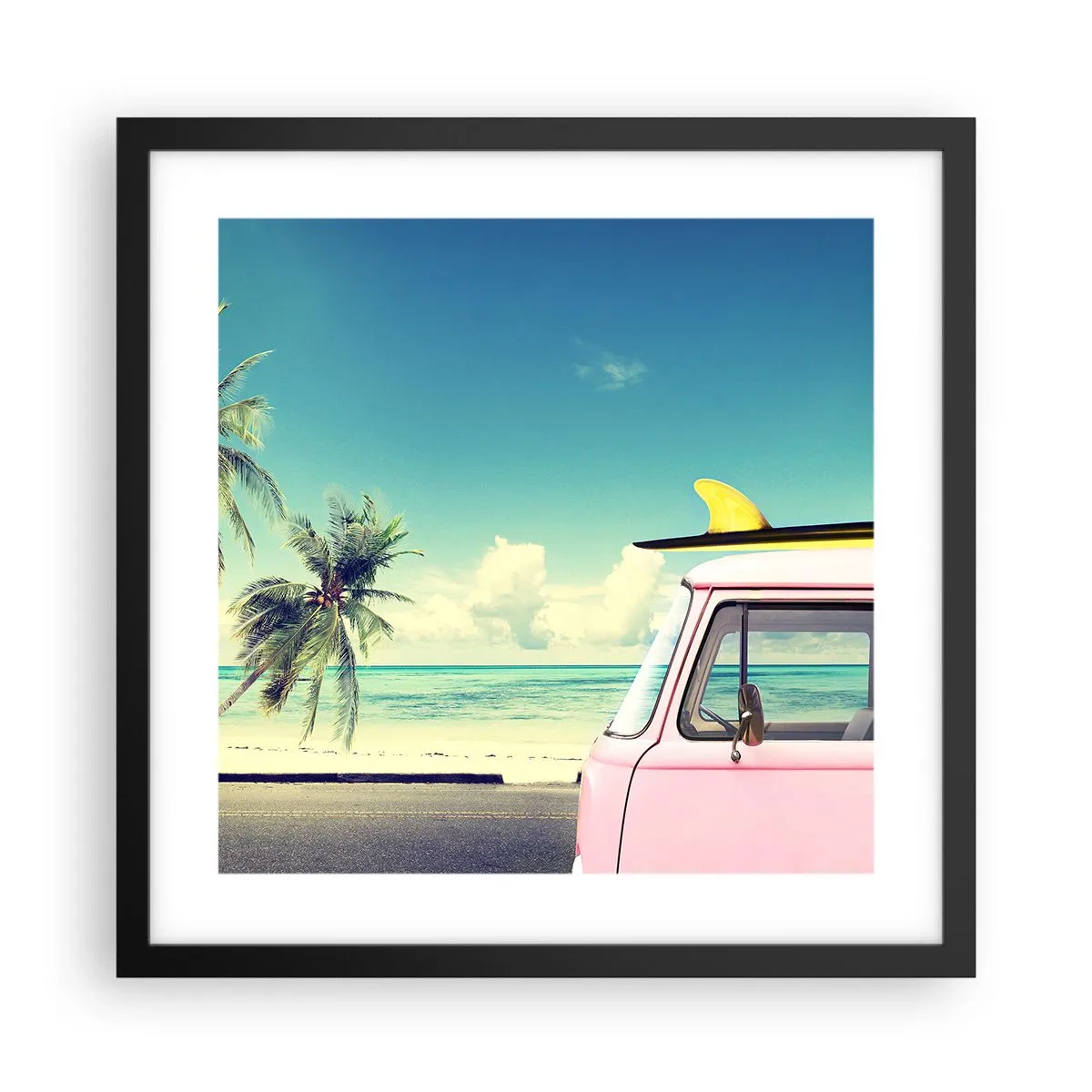 Poster in een zwarte lijst - Tijd om aan je vakantie te beginnen. - 40x40 cm