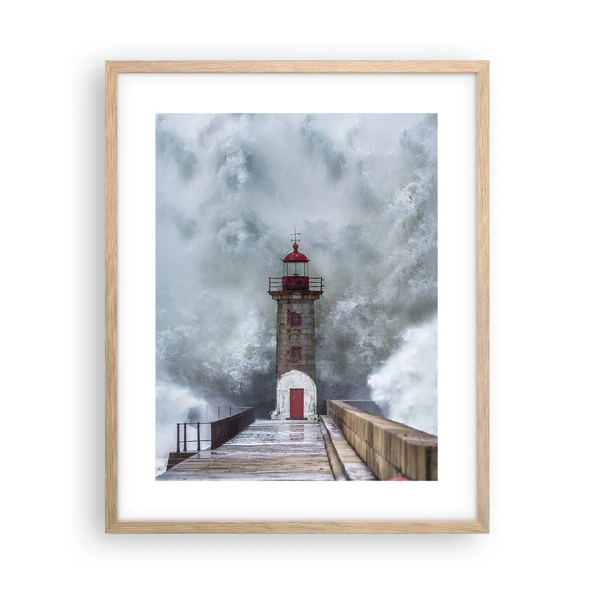 Een poster in een licht eiken lijst - Het gebrul van het water, het geluid zal blazen - 40x50 cm