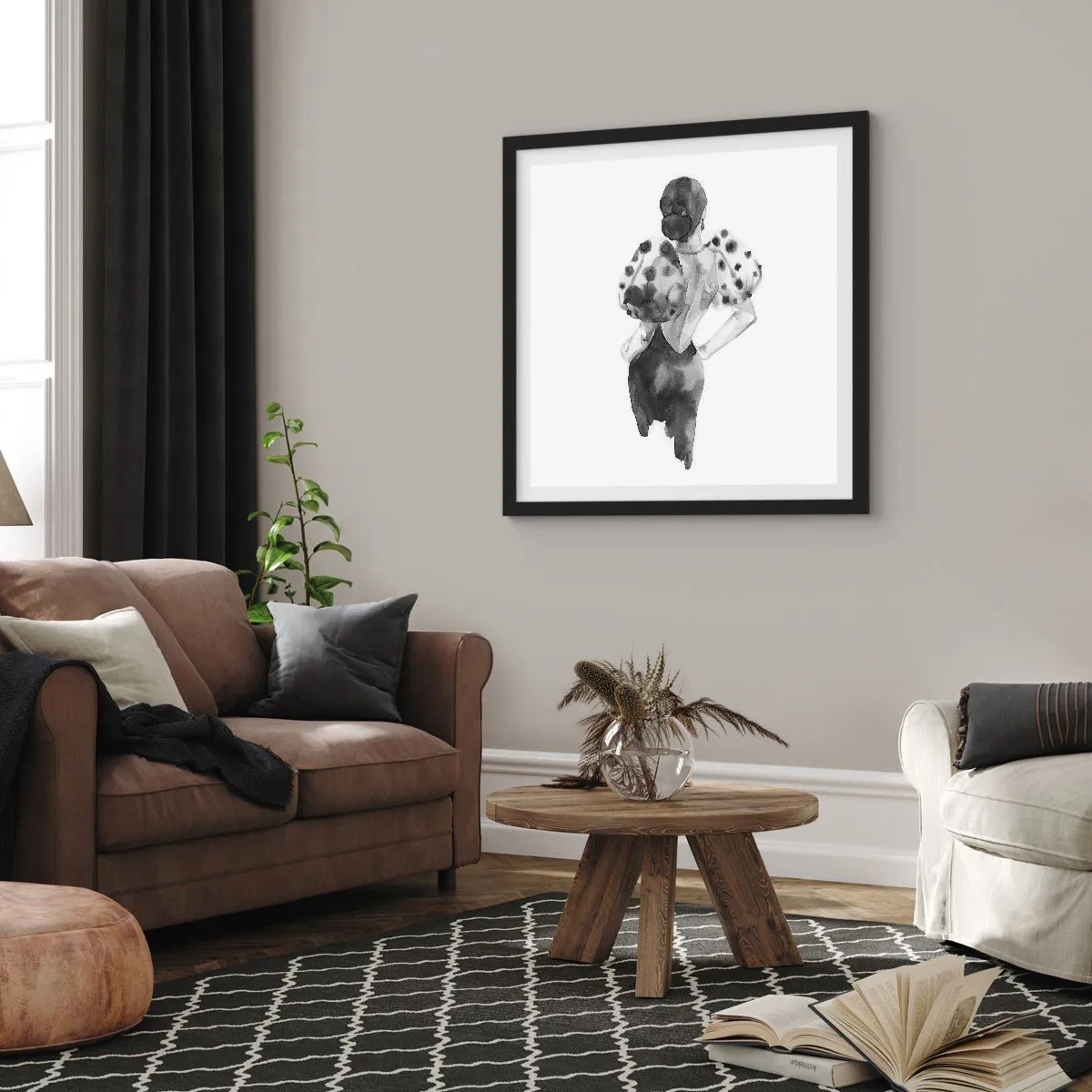 Poster in een zwarte lijst - Ze kwam langs - 50x50 cm