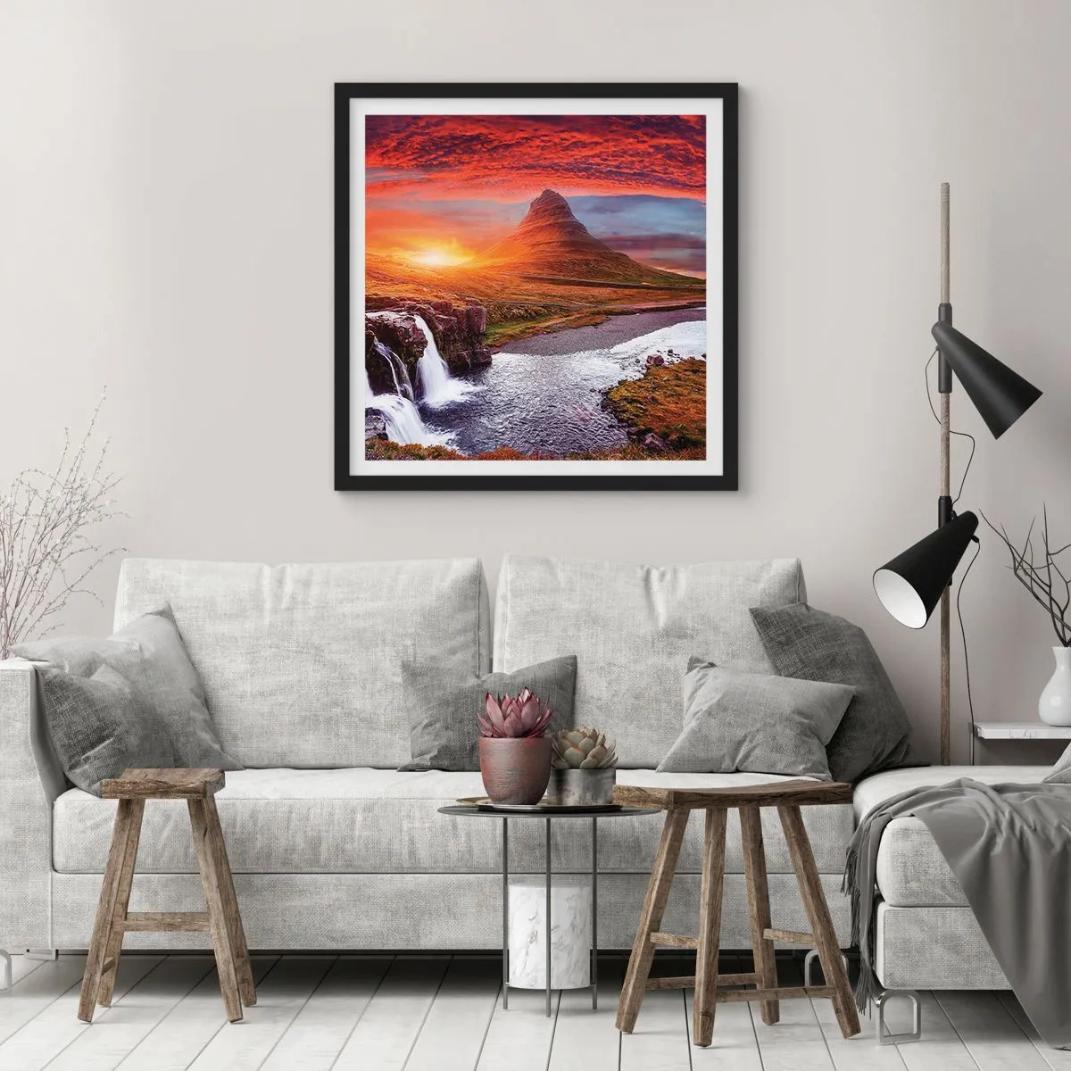 Poster in een zwarte lijst - Een zicht op Midden-aarde - 30x30 cm