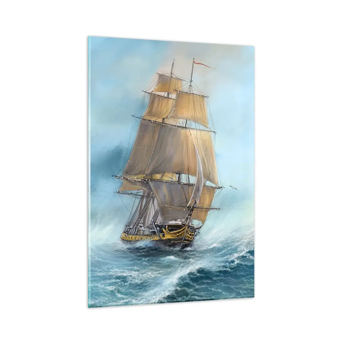 Schilderen op glas - Haasten over de golven - 80x120 cm