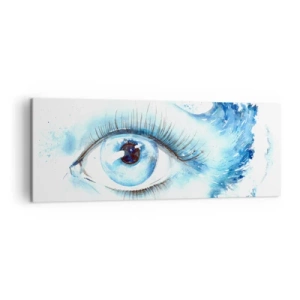 Schilderen op canvas - Dompel jezelf onder in het blauw van de blik - 140x50 cm