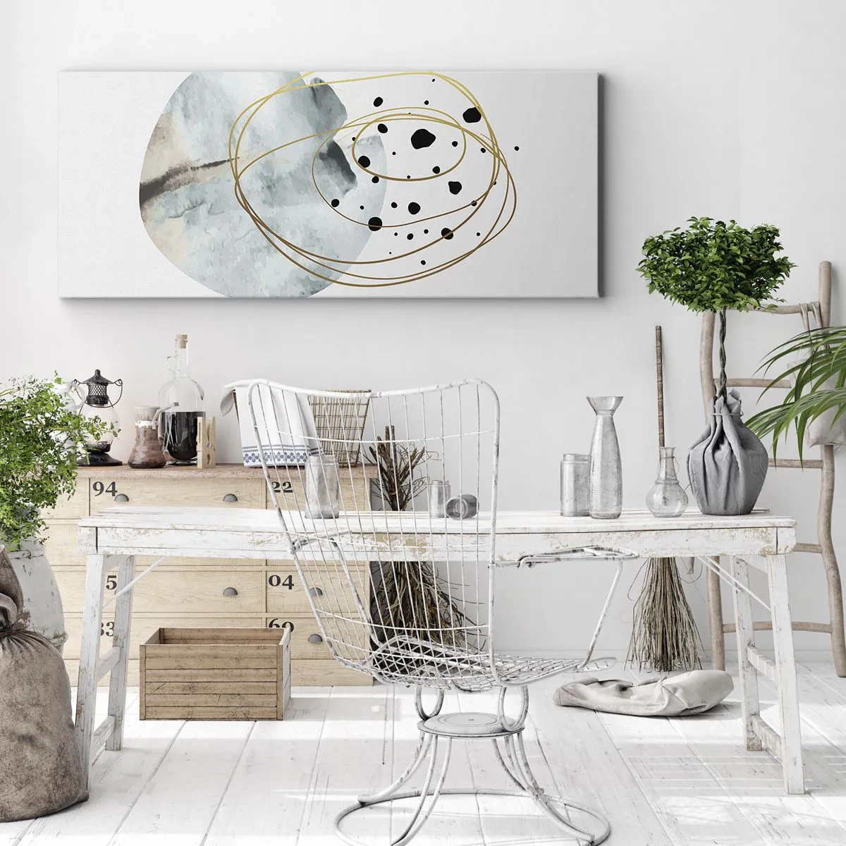 Schilderen op canvas - Omarmd door de ruimte - 160x50 cm