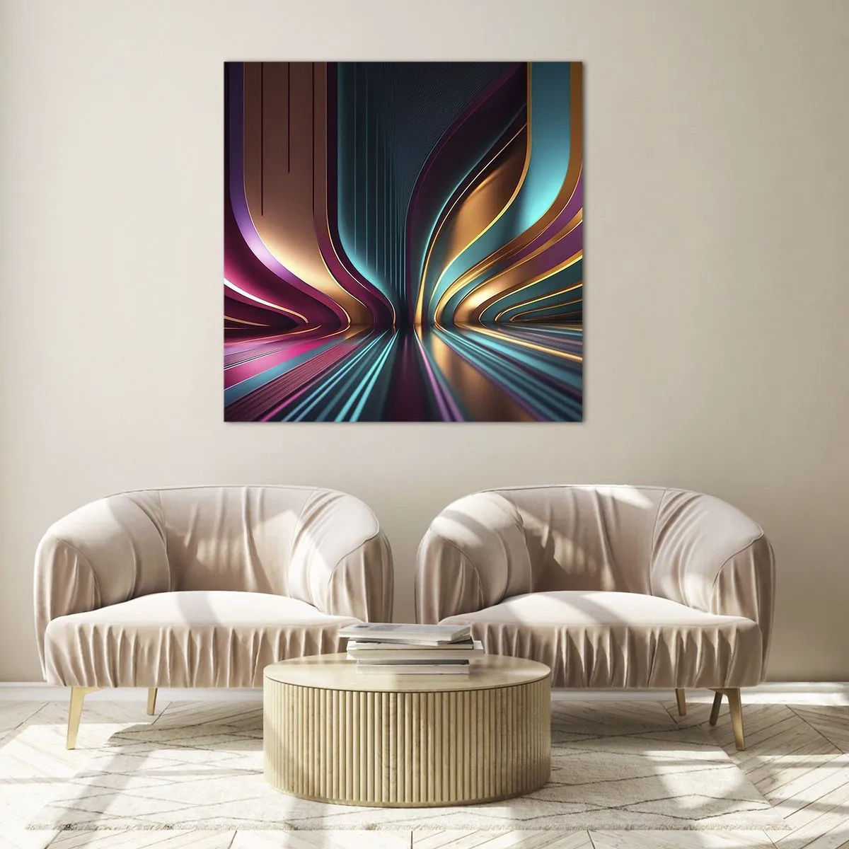 Schilderen op glas - Architectuur van licht - 40x40 cm