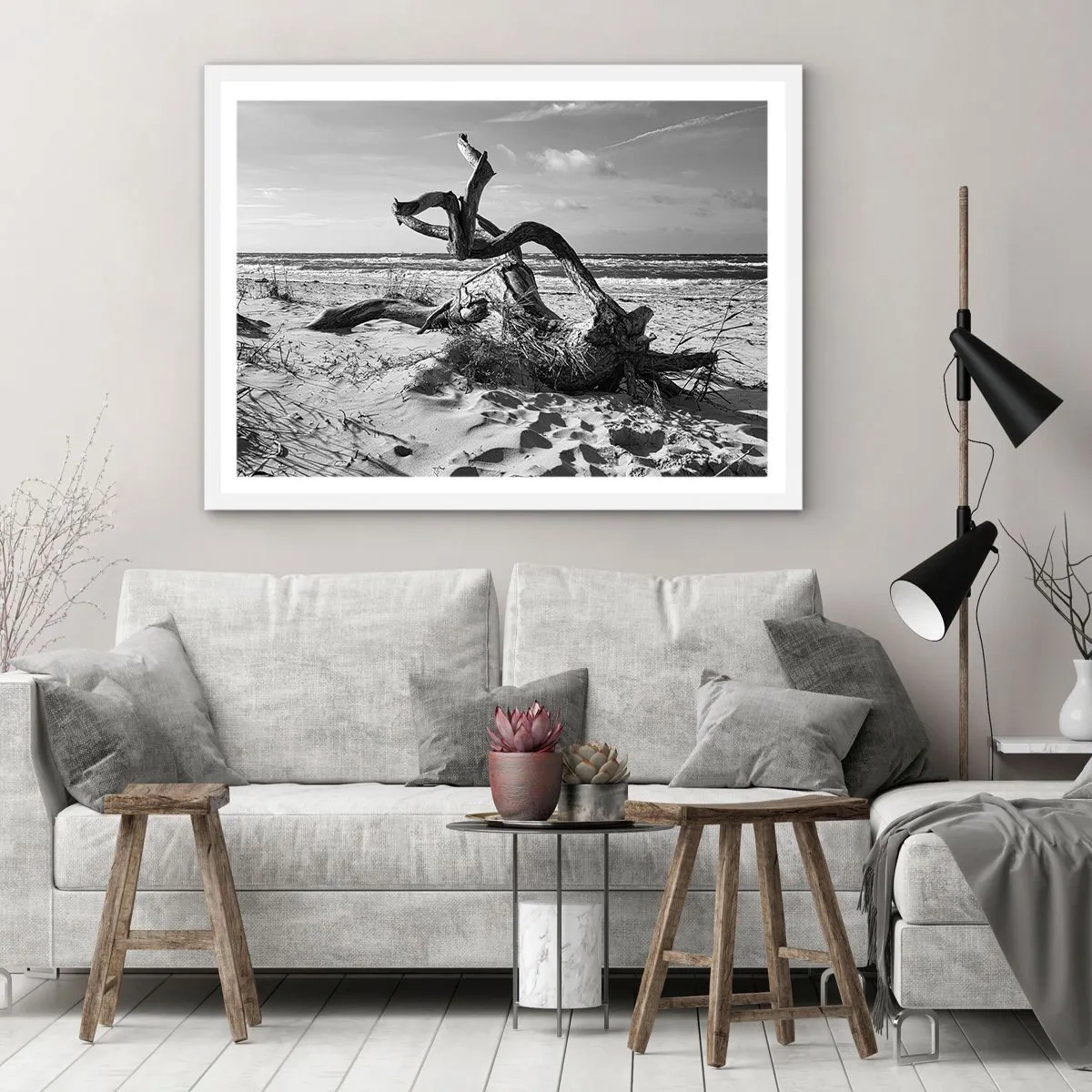 Poster in een witte lijst - Zee sculptuur - 100x70 cm