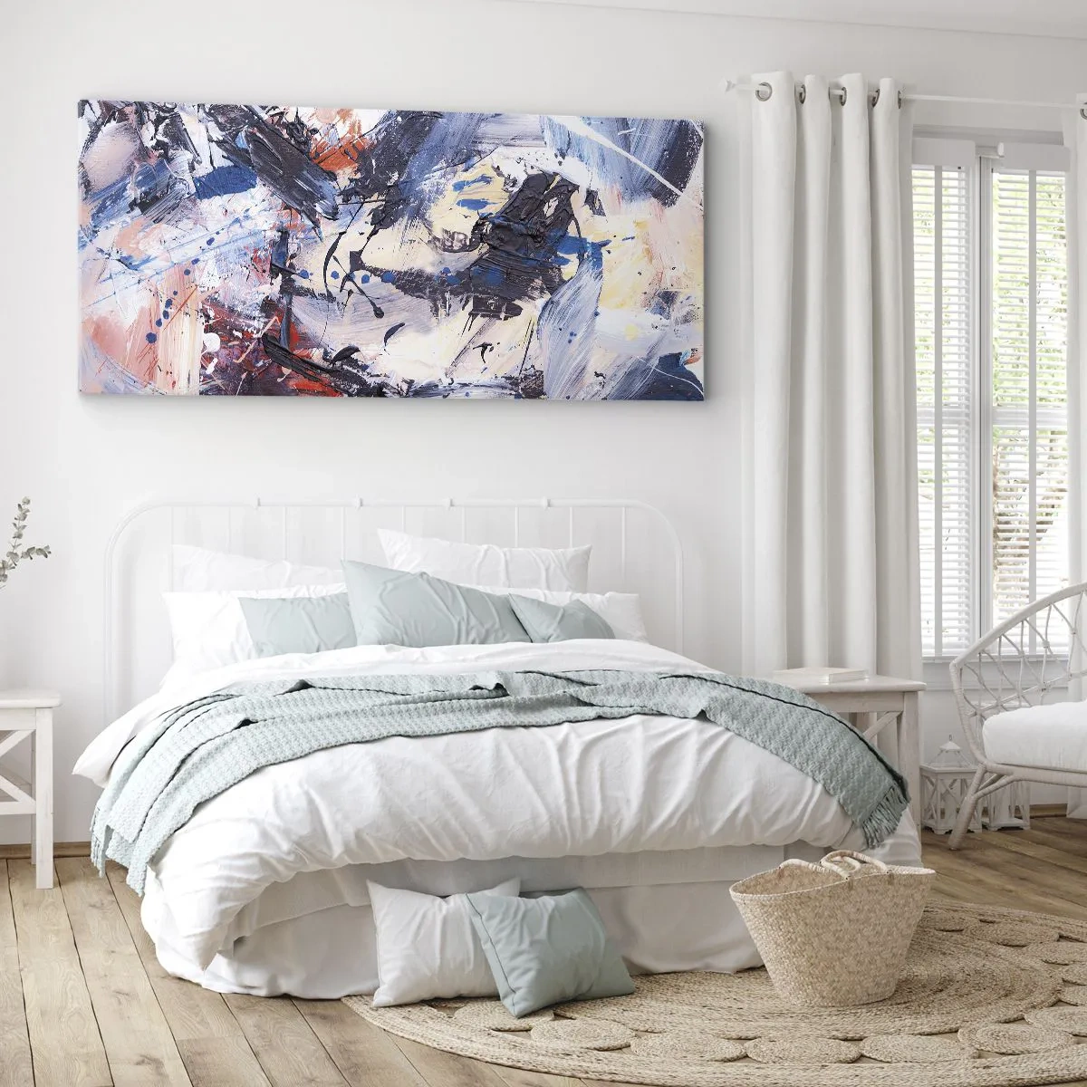 Schilderen op canvas - Gekke dans van abstractie - 100x40 cm