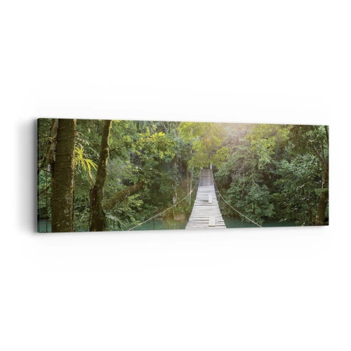 Schilderen op canvas - Over het azuurblauwe water naar het azuurblauwe woud - 90x30 cm