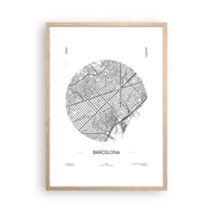 Een poster in een licht eiken lijst - Anatomie van Barcelona - 50x70 cm