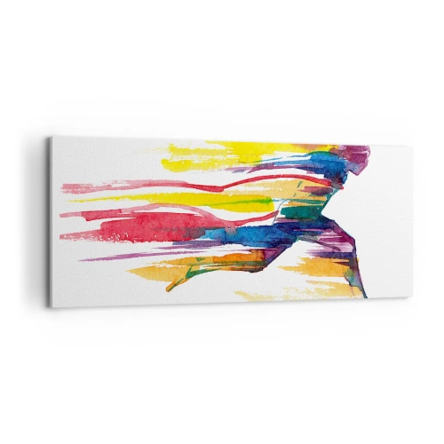 Schilderen op canvas - Rennend over de regenboog - 100x40 cm