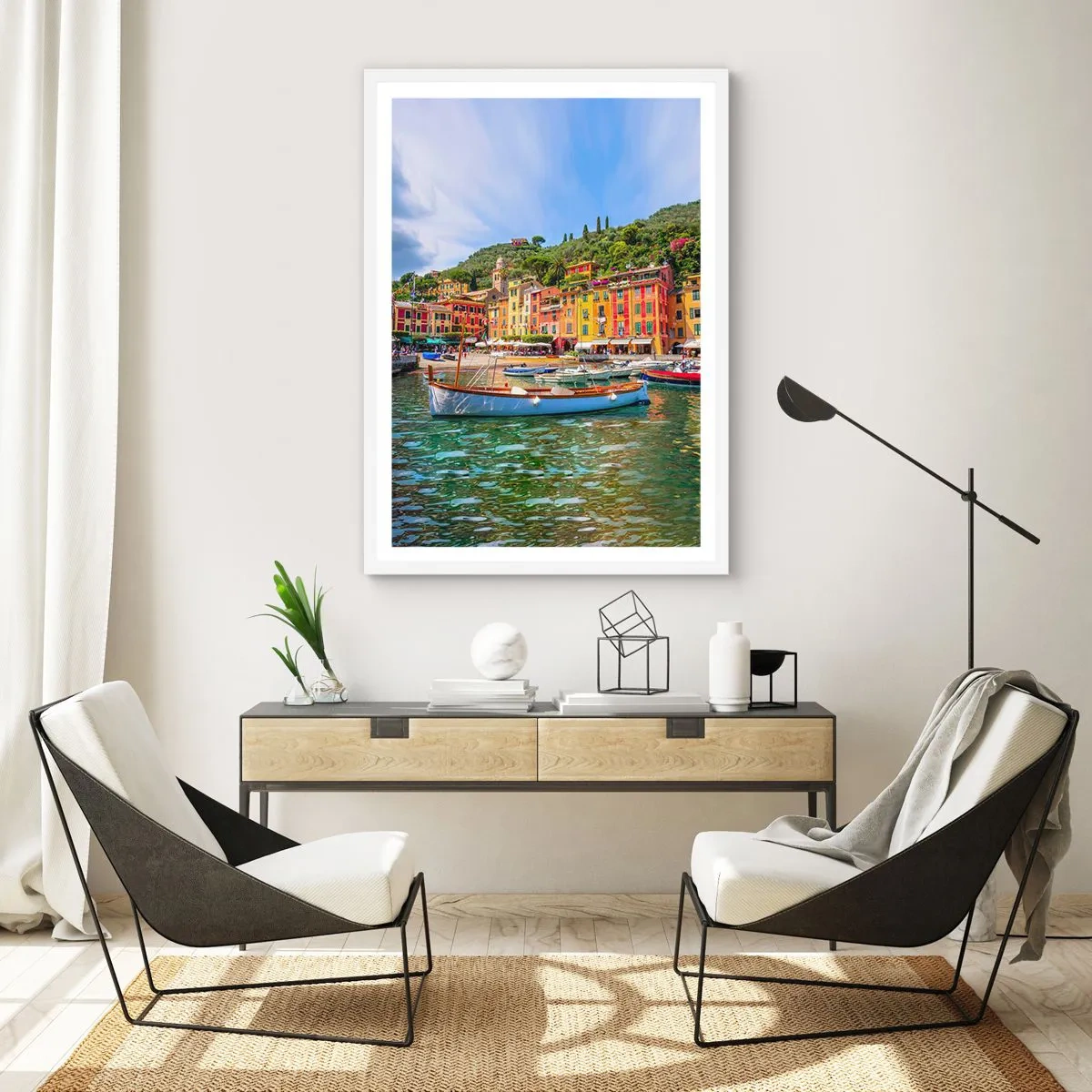 Poster in een witte lijst - Italiaanse ochtend - 70x100 cm
