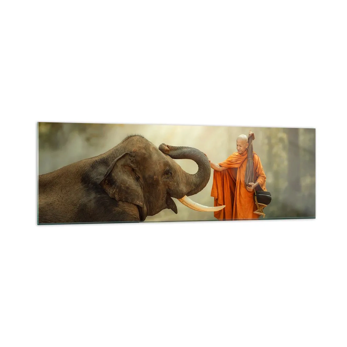 Schilderen op glas - Ontmoeting tijdens een reis - 160x50 cm