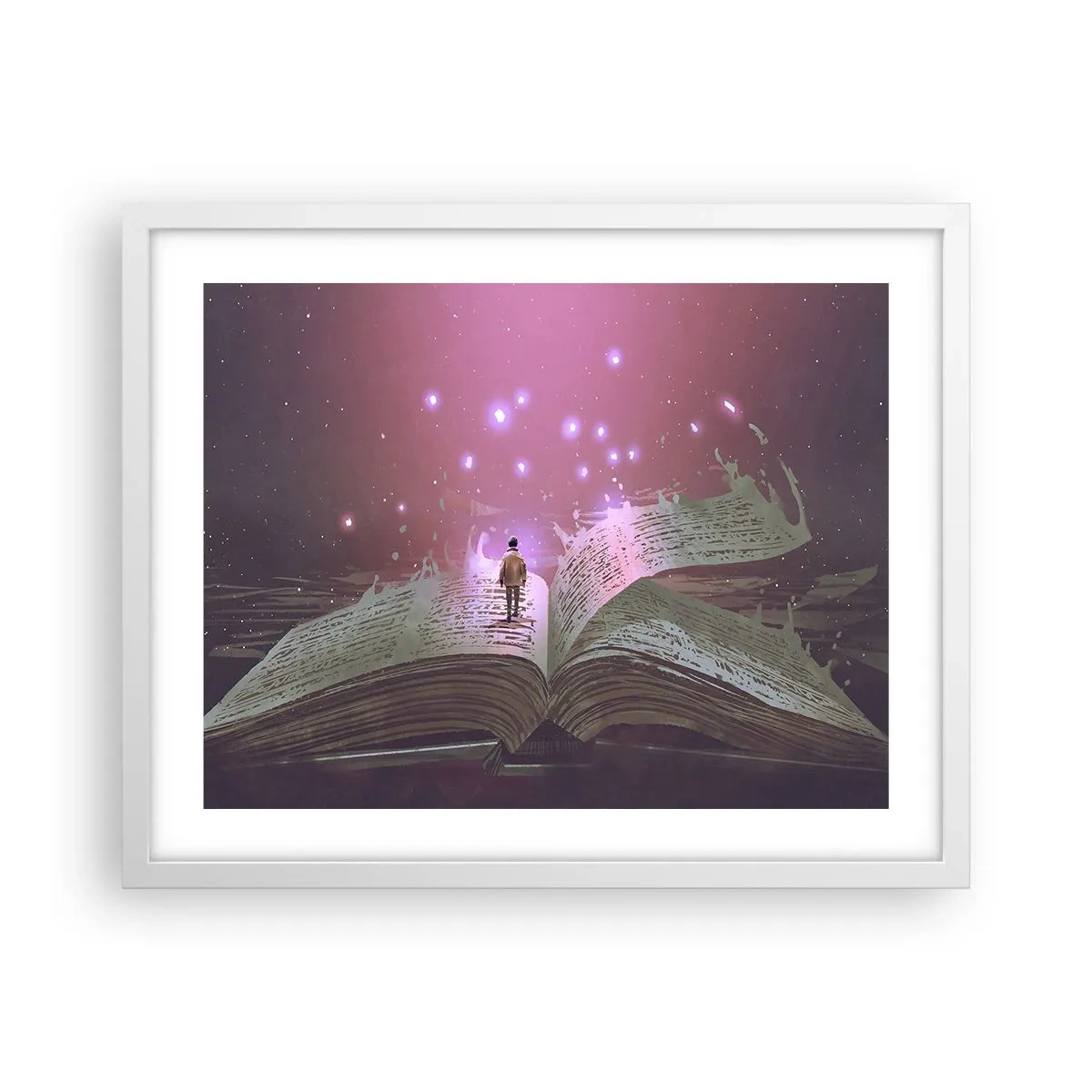 Poster in een witte lijst - Uitnodiging voor een andere wereld - lees! - 50x40 cm