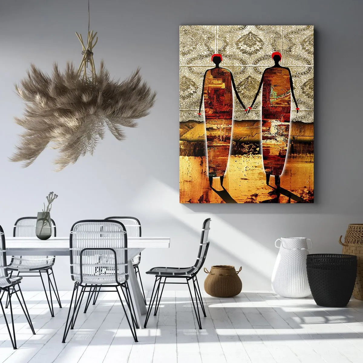Schilderen op canvas - Etnische compositie in de kleuren van Afrika - 45x80 cm