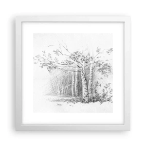 Poster in een witte lijst - Het licht van het berkenbos - 30x30 cm