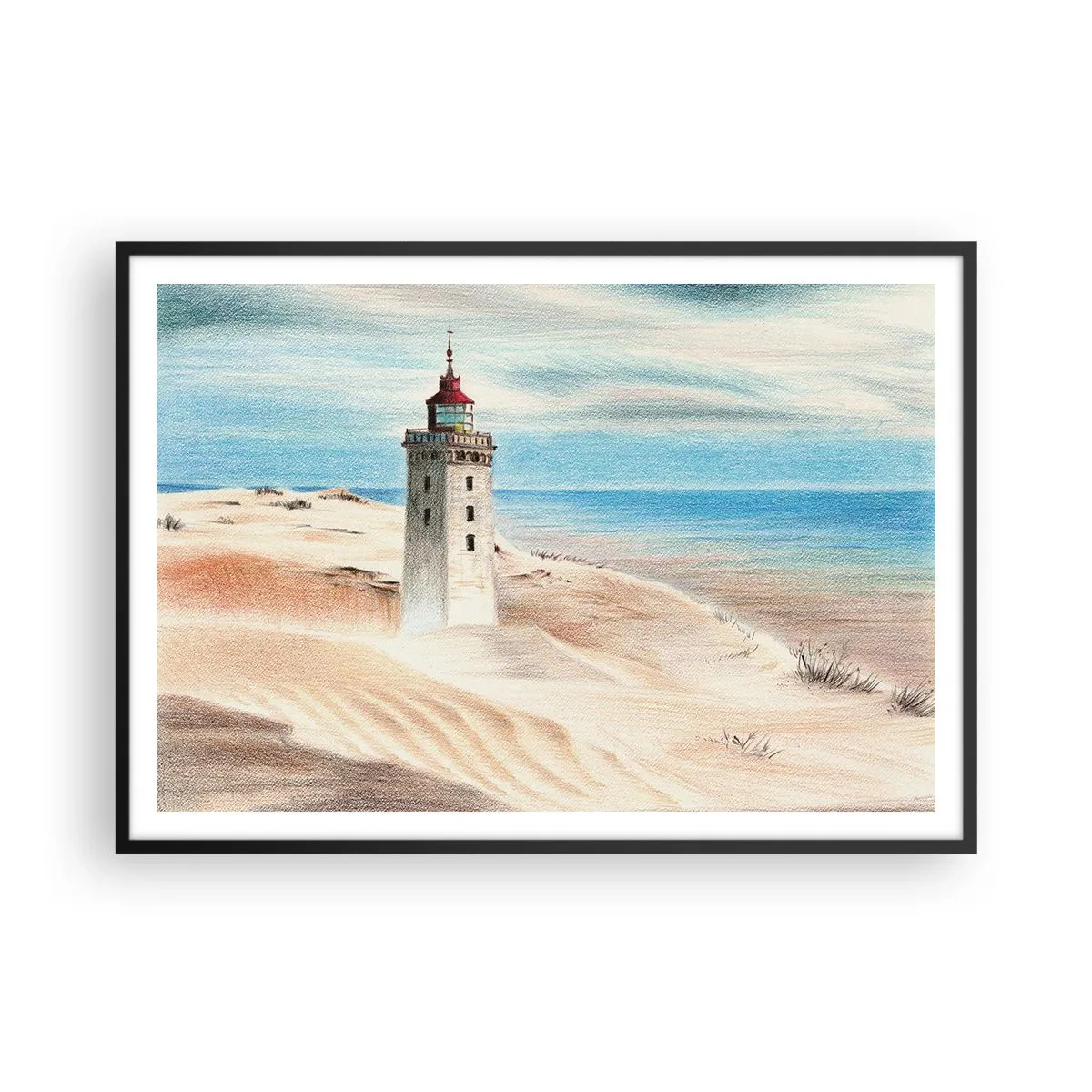 Poster in een zwarte lijst - Altijd staren naar de zee - 100x70 cm